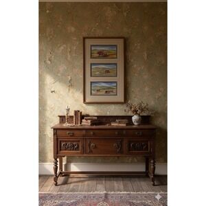 Vintage "Men And Wheat" Pictures By Reece 32X20